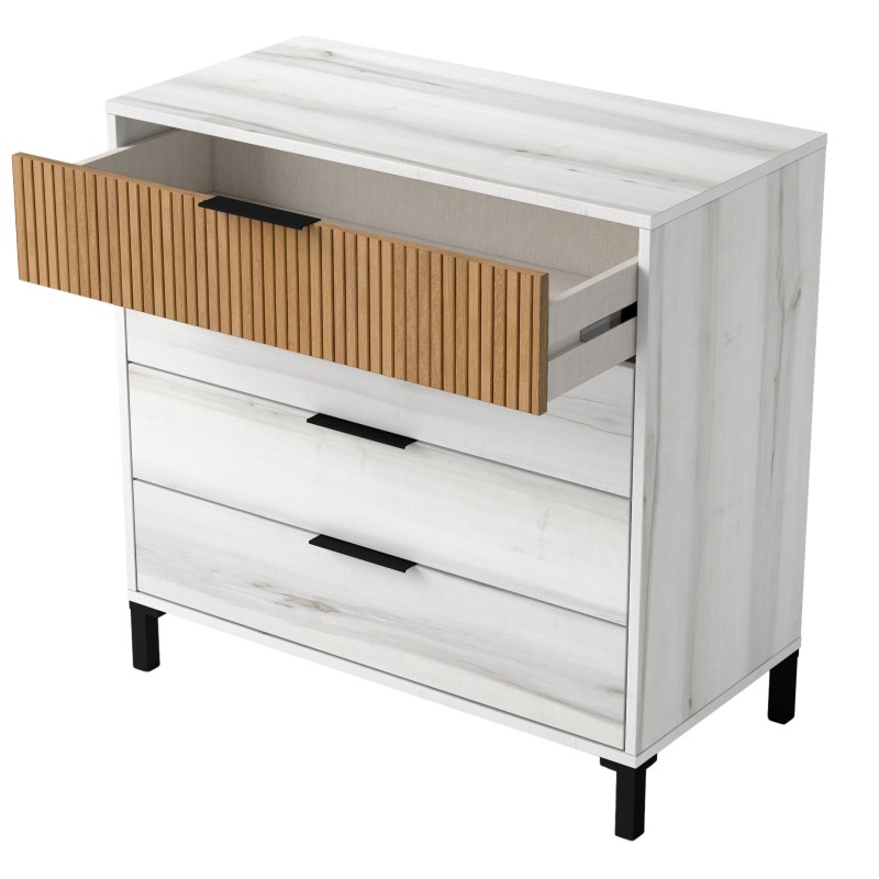 Pack de Muebles de Dormitorio en Blanco Albo y Roble Rayado