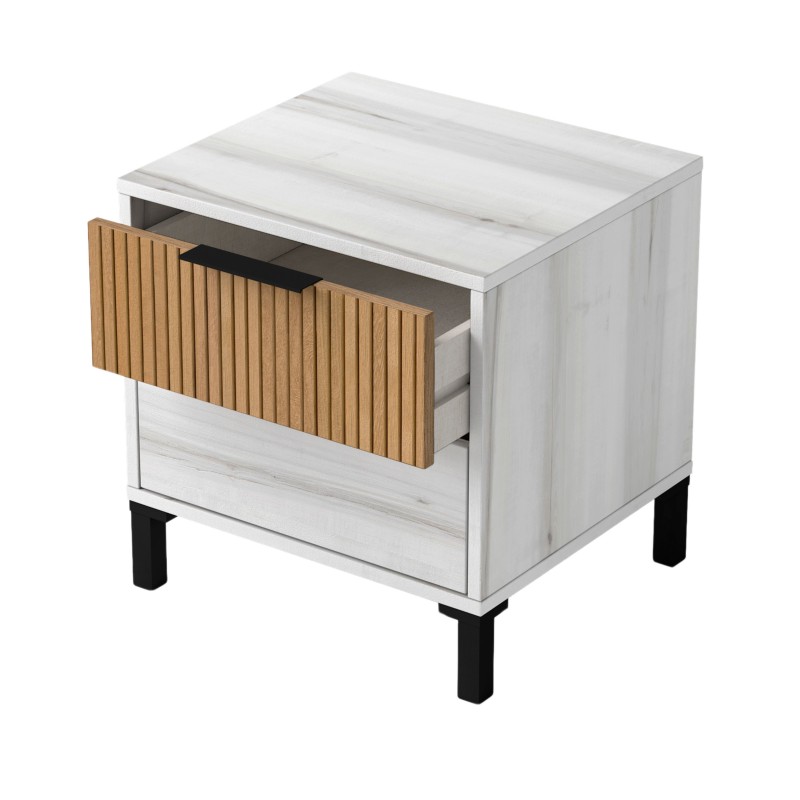 Pack de Muebles de Dormitorio en Blanco Albo y Roble Rayado