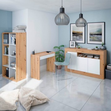 Pack muebles oficina roble y blanco_1