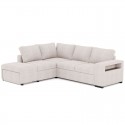 Sofá Cama Chaise Longue con Arcón, Estante y Puf Romeo Beige 249 cm