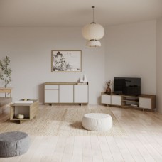 Pack 3 Muebles Salón Comedor Lead Color Blanco Mate y Roble Artisan