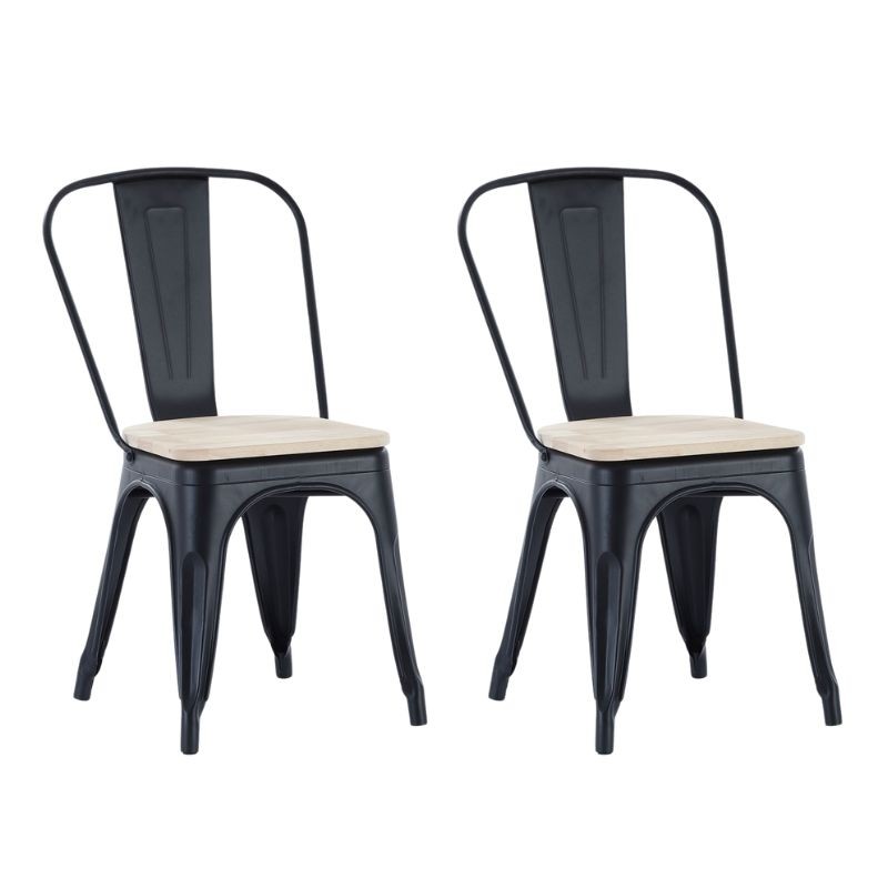 Silla Salón Comedor Acero Tolix Madera Color Roble Nordish y Negro