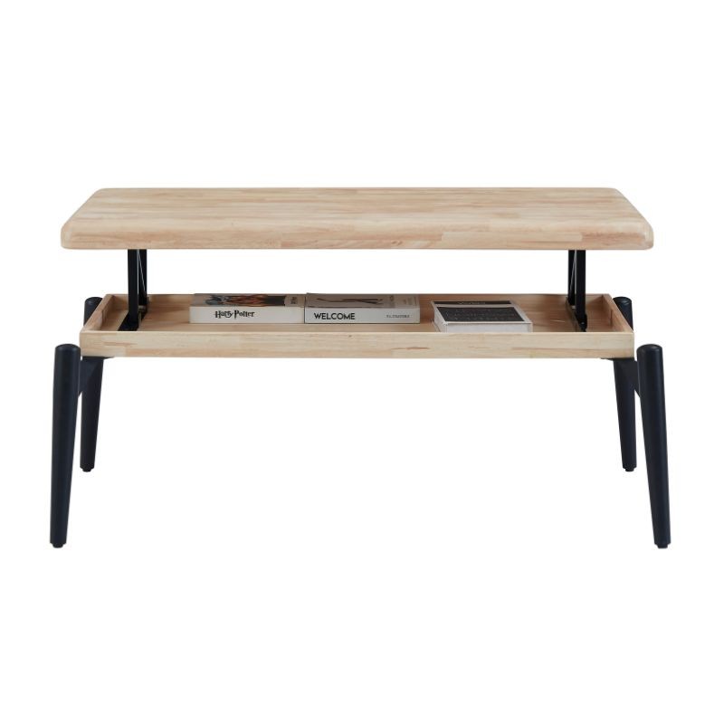 Mesa de centro elevable Lua Roble Nordish y Negro 120x60 cm