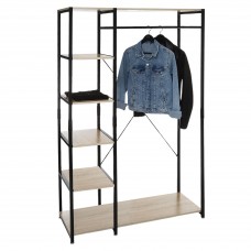 Vestidor Abierto Dormitorio 5 estantes Aliaj Negro y Roble Claro 100x169 cm