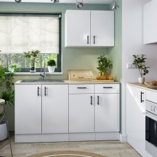 Cocina Modular Kira 3 Módulos Color Blanco Brillo y Roble Canadian 160 cm