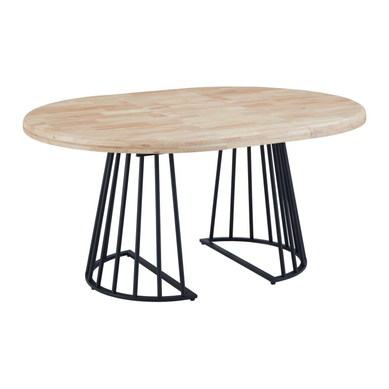 Mesa de Comedor Extensible Cali Roble Nordish y Negro 120-200x120 cm