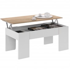 Mesa de Centro Elevable 100x50 cm Roble Blanco