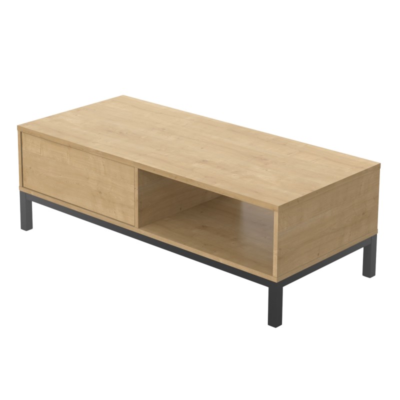 Mesa de Centro Fija Craft Color Roble Hamilton y Negro 110x37 cm