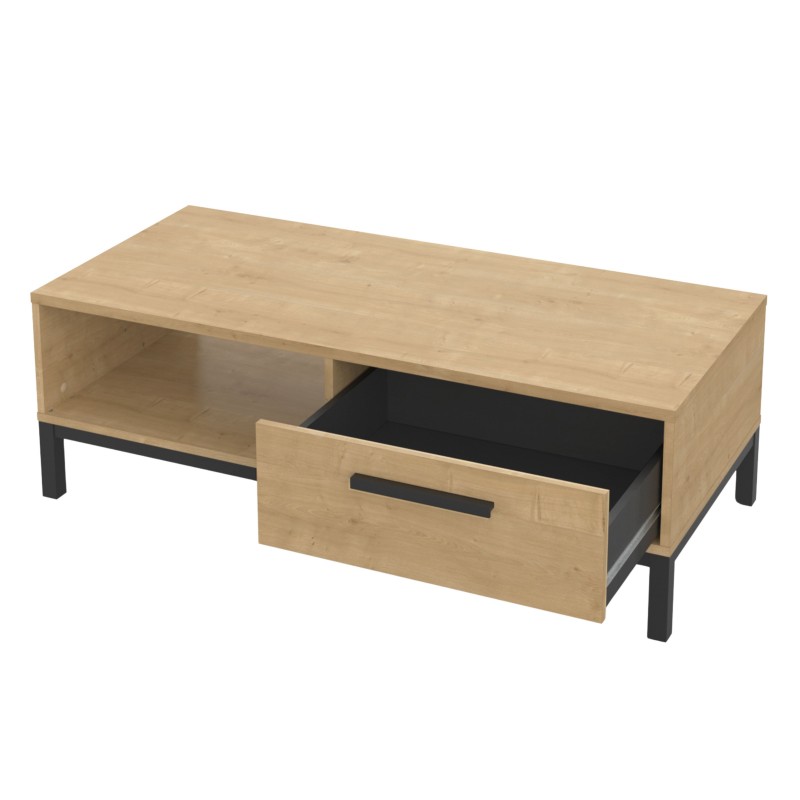 Mesa de Centro Fija Craft Color Roble Hamilton y Negro 110x37 cm