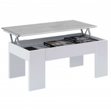 Mesa De Centro Salón Comedor Elevable Blanco Artik y Gris Cemento 100x50 cm Mesa De Centro Salón Comedor Elevable Blanco Artik y Gris Cemento 100x50 cm