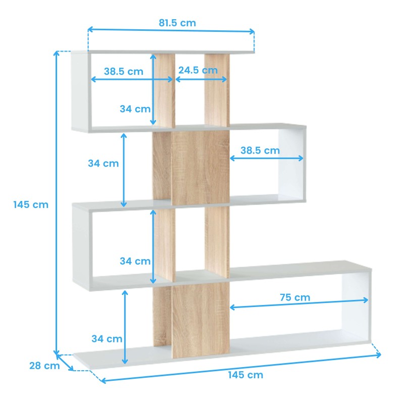 estanteria Zig zag cotas 8