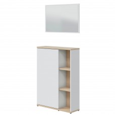 Mueble de Entrada Recibidor Adhara con Espejo Blanco Artik y Roble Canadian 77 cm Mueble de Entrada Recibidor Adhara con Espejo Blanco Artik y Roble Canadian 77 cm