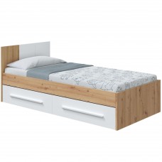 Cama Juvenil Noa Cabecero y Cajones Color Roble Nodi y Blanco Artik 90x190 cm Cama Juvenil Noa Cabecero y Cajones Color Roble Nodi y Blanco Artik 90x190 cm