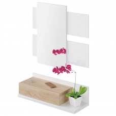 Mueble de Entrada Recibidor Moderno Tekkan con Espejo Blanco Y Roble 75 cm Mueble de Entrada Recibidor Moderno Tekkan con Espejo Blanco Y Roble 75 cm