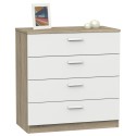 Cómoda Dormitorio Tibet 4C Roble Cambrian y Blanco 74x78 cm