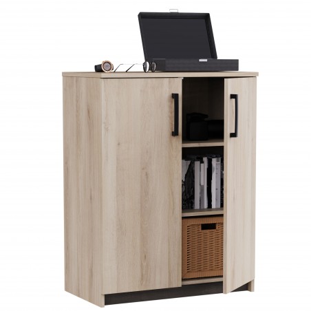 Mueble Auxiliar Organizador Watson Color Roble Waterford y Roble Kronberg 73x95x41 cm