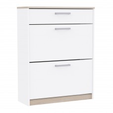 Mueble Zapatero Recibidor Watson 2 Trampones Blanco Mate y Roble Kronberg 73x95 cm