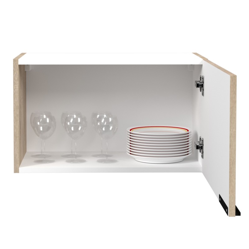 Módulo Cocina Superior Estrecho Arko 1 Puerta Roble Áspero y Negro 60x36 cm