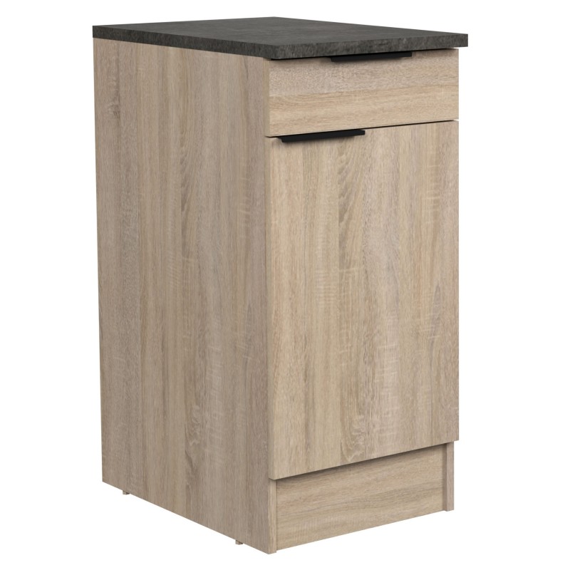 Módulo Cocina Inferior Arko 1C 1P Roble Áspero y Negro 40x60 cm