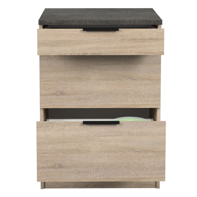 Módulo Cocina Inferior Arko 3C Roble Áspero y Negro 60x60 cm