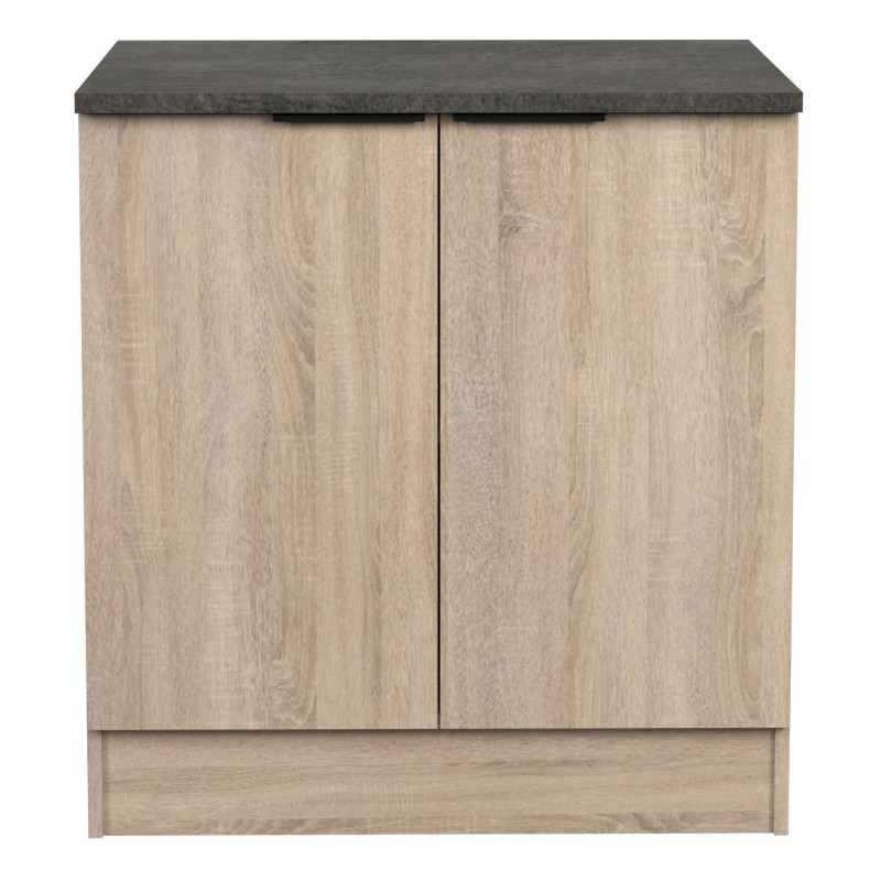 Módulo Cocina Bajo Arko Fregadero 2 Puertas Roble Áspero y Negro 80 cm Módulo Cocina Bajo Arko Fregadero 2 Puertas Roble Áspero y Negro 80 cm