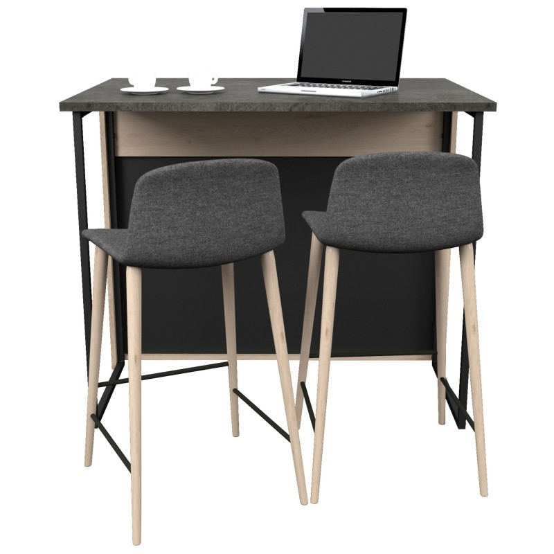 Isla Cocina Arko Mueble Auxiliar Roble Áspero y Negro 109x90x80 cm