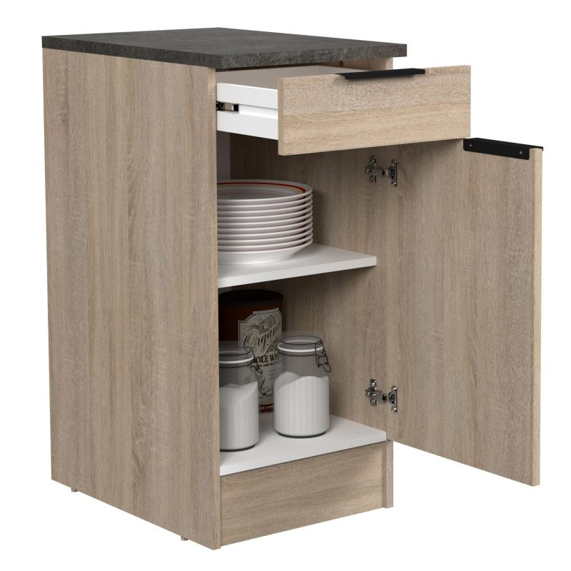Cocina Modular Arko Completa 8 Módulos Roble Áspero y Negro 300 cm Cocina Modular Arko Completa 8 Módulos Roble Áspero y Negro 300 cm