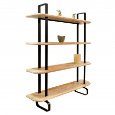 Estantería Alta Napi Salón Color Roble Nordish y Negro 150x180x35 cm