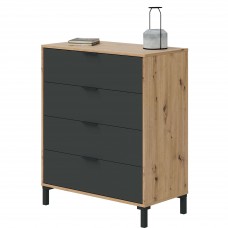 Cómoda Dormitorio 4 Cajones 78 cm Roble Gris