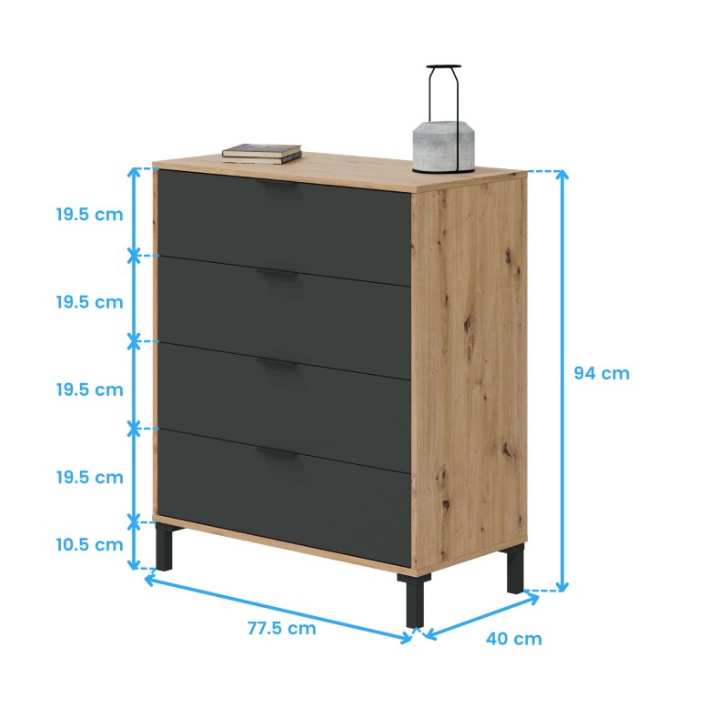 cómoda 4 cajones cotas 7