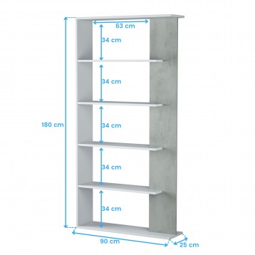 Pack 4 estanterías de salón moderno en color cemento COTAS