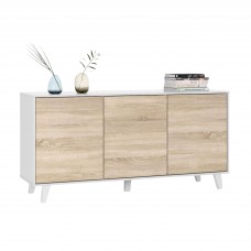 Aparador Zaiken 3 Puertas 154 cm Blanco Roble
