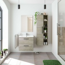 Mueble de Baño Pack con Columna Roble Alaska (Incluye Lavabo y Espejo)