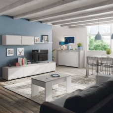 Salón Pack Muebles Modernos Color Blanco Y Gris Cemento Estilo Nórdico Salón Pack Muebles Modernos Color Blanco Y Gris Cemento Estilo Nórdico