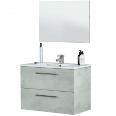 Mueble de Baño Suspendido con Espejo Cemento 80 cm (Lavamanos Opcional) Mueble de Baño Suspendido con Espejo Cemento 80 cm (Lavamanos Opcional)