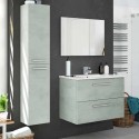 Mueble de Baño Pack Cemento con Columna (Incluye Lavabo y Espejo)