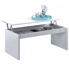 Mesa de centro elevable color blanco brillo 100x50 cm Mesa de centro elevable color blanco brillo 100x50 cm