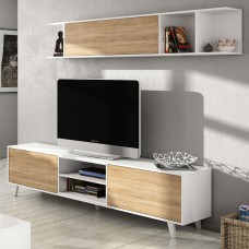 Mueble Modular de Salón Zaiken 180 cm Blanco Roble