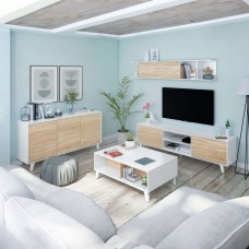 Mueble salón blanco y roble pack completo muebles