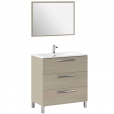 Mueble de Baño con Patas Taria y Espejo Roble 80 cm (Lavamanos Opcional)