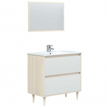 Mueble De Baño Con Patas Verona Roble Y Blanco Brillo 80 cm
 Tipo Lavamanos-Sin lavamanos