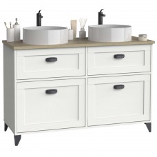 Mueble de Baño con Patas Toscana Color Blanco Soft y Roble Cambrian 120 cm (Lavabos Opcional)