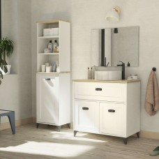 Mueble De Baño Pack Siena Blanco Soft Y Roble Cambrian Con Columna (Incluye Lavabo)