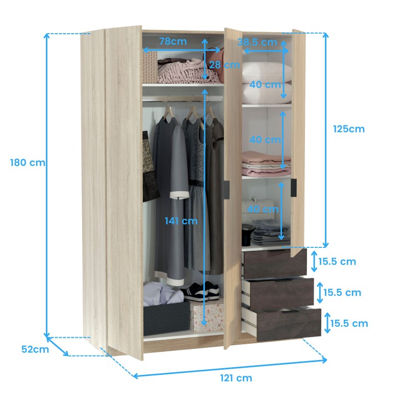 Dormitorio Matrimonio Estilo Industrial Pack Muebles Andy Óxido (Armario Opcional)