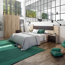 Dormitorio Matrimonio Estilo Industrial Pack Muebles Andy Óxido (Armario Opcional)