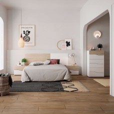 Muebles dormitorio matrimonio blanco mate y sahara estilo nórdico