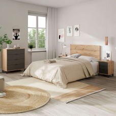 Dormitorio Matrimonio Estilo Industrial Pack Muebles Roble Nodi y Gris Antracita 150 o 135 cm