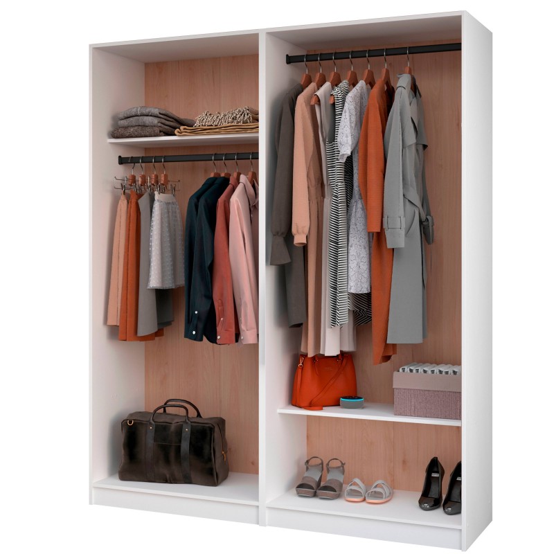 Vestidor Abierto Modular Flexa Roble Jackson y Blanco Mate 166 cm Vestidor Abierto Modular Flexa Roble Jackson y Blanco Mate 166 cm