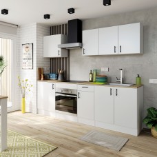 Cocina Modular Kira Completa Blanco Brillo y Roble Canadian 240 cm