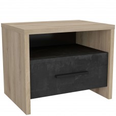 Mesita De Noche Estilo Industrial Urano Roble Kronberg Y Negro Sidewalk 50x40 cm